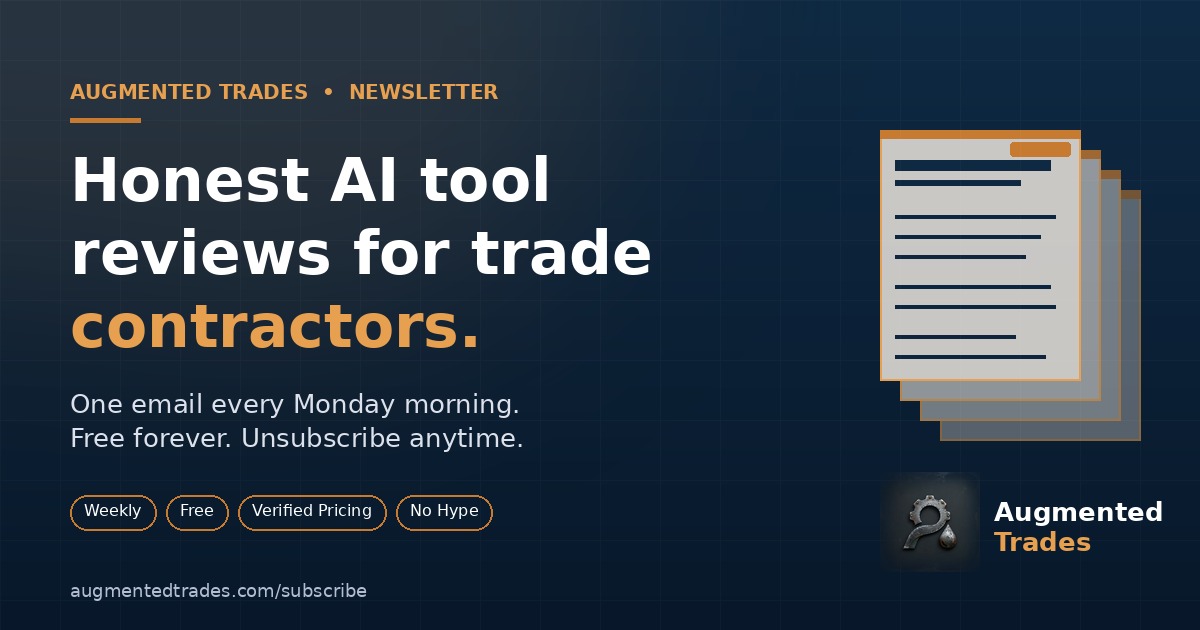 Augmented Trades Subscribe Newsletter Honest AI tool reviews for trade contractors. Get the weekly newsletter free here